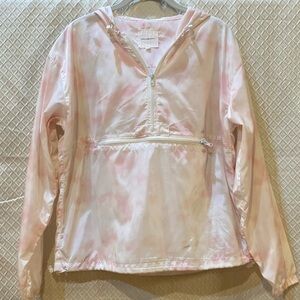 Thread & Supply pink/white Tie-Dye Hooded/Zip Up Windbreaker. Small. Like new.